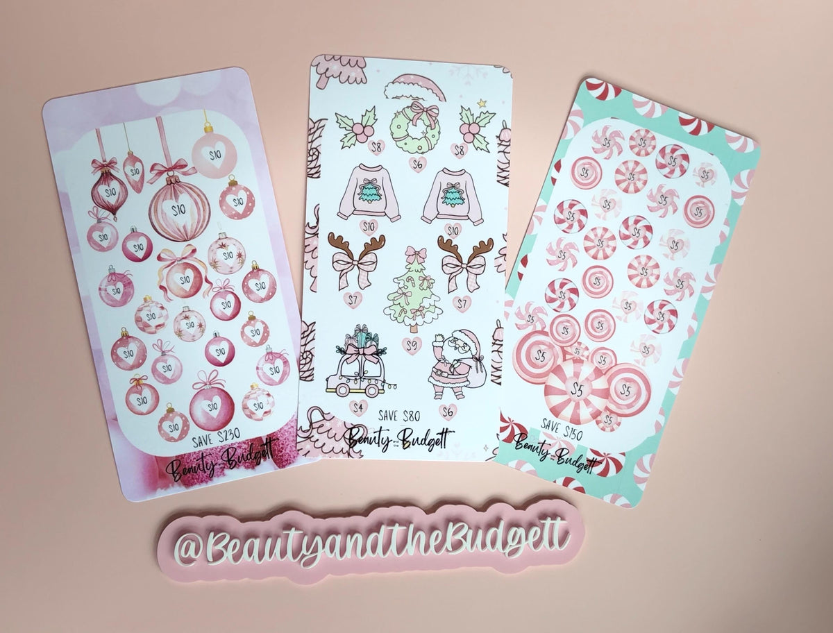 Pink Christmas Savings Challenge | Cash Stuffing Printable (Digital Download)