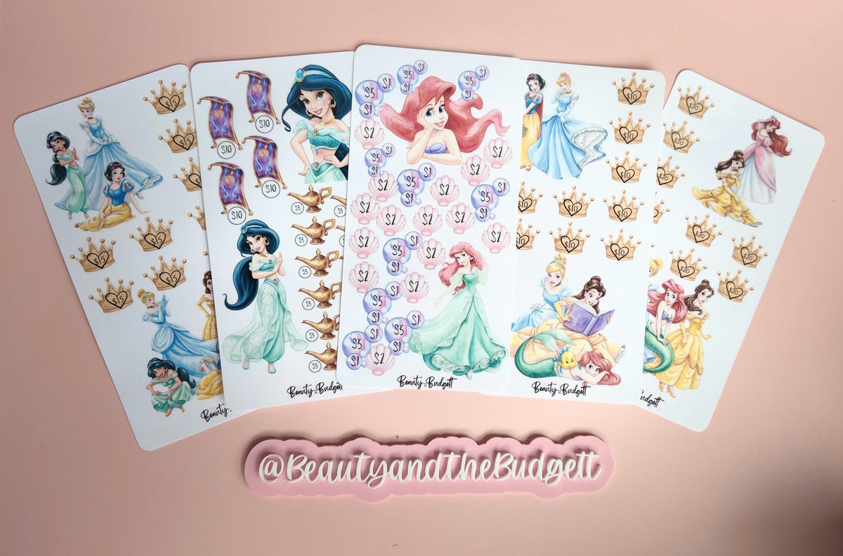 Princess Savings Challenge Bundle | Royal Adventure Cash Stuffing Tracker (Digital Download)