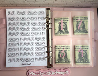 100 Envelope Savings Challenge Tracker | Cash Stuffing Binder Insert (Digital Download)