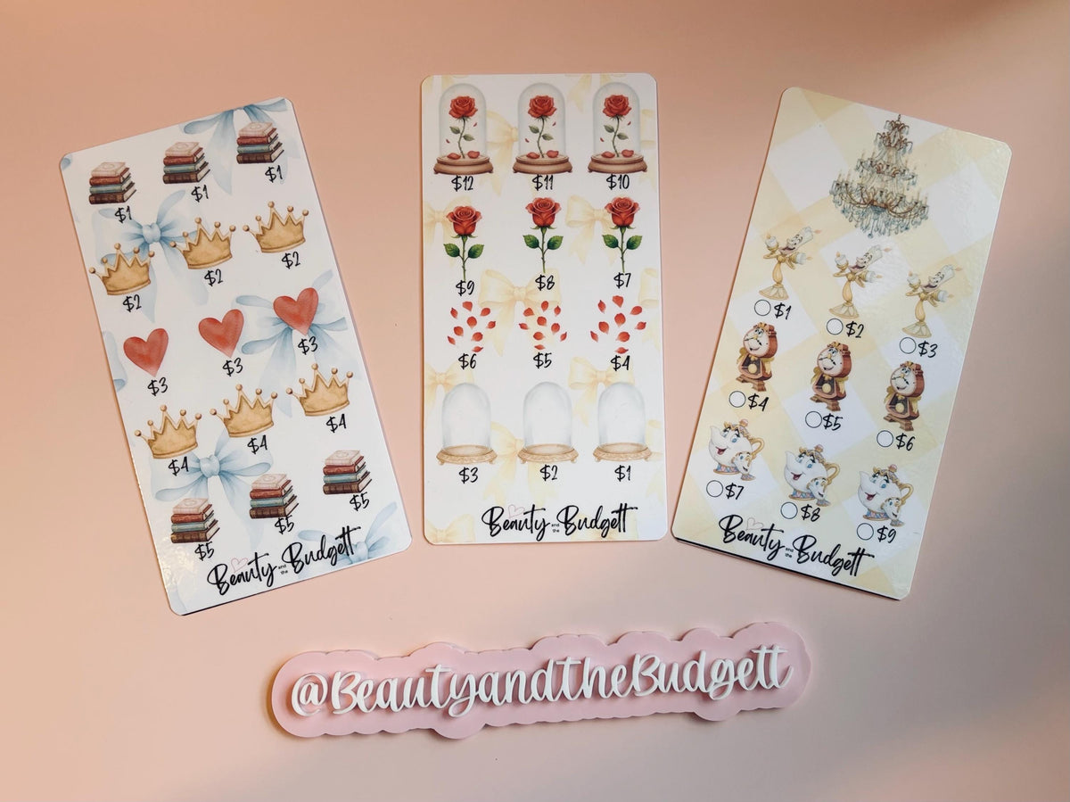 Beauty and the Budgett Savings Challenge Bundle | Fairytale Budget Tracker (PDF) | USD & Euro Versions