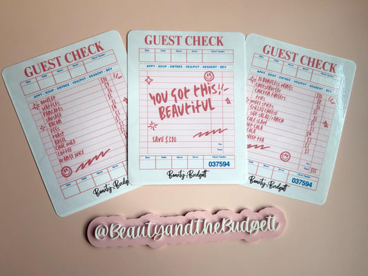 Guest Check Savings Challenge Tracker | Budgeting Printable (PDF Download)