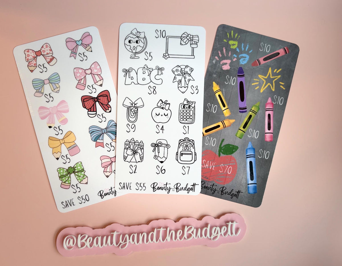 Beauty & The Budgett Back-to-School Savings Challenge Bundle | School Supplies Fund Tracker | Cash Stuffing Printable |
