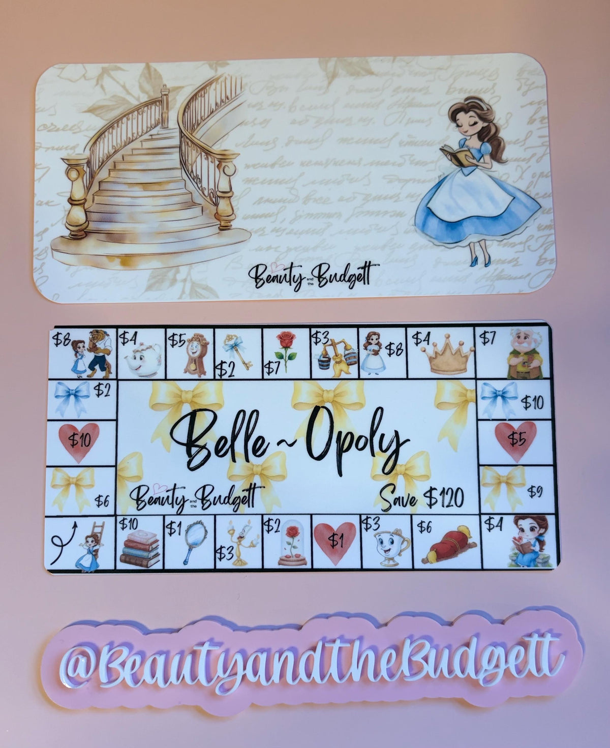 Beauty and the Budgett-OPOLY Savings Game Tracker & Inserts | Savings Trackers | Printable PDF
