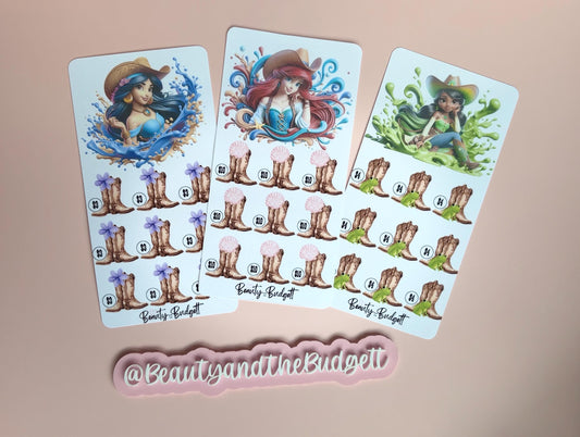 Cowgirl Fairytale Savings Challenge Bundle | 6 Western Princess-Inspired Savings Trackers | Digital Download